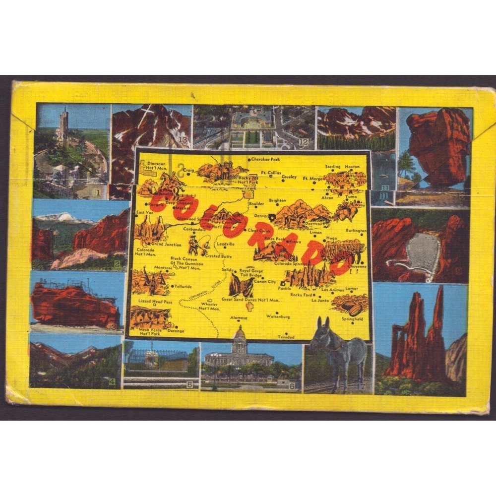 Denver Colorado CO Greetings from Colorado Vacation Wonderland 1951 Postcard - Picture 2 of 2